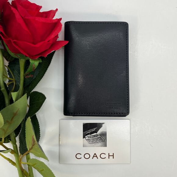 LIKE NEW Coach Water Buffalo Large Card Case Wallet 4663 Black - Picture 1 of 10
